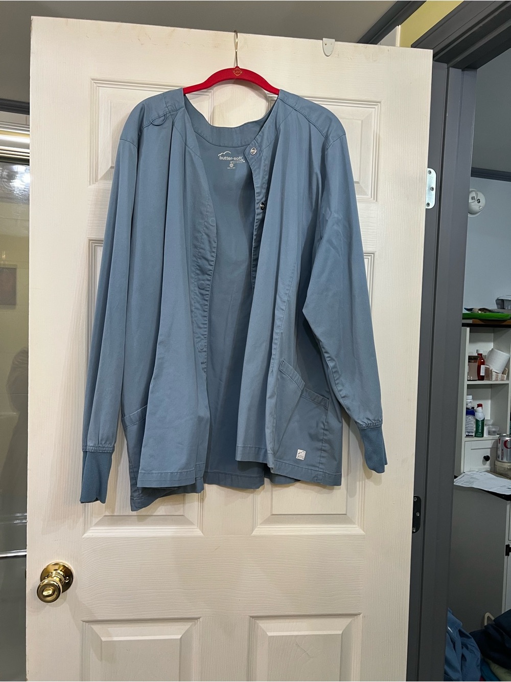 Unbranded Women's Light Blue Collarless Scrub Jacket